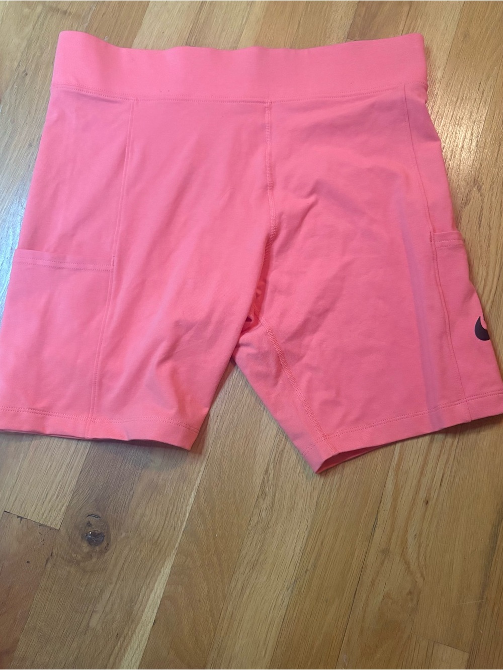 Nike Coral Pink High-Rise Bike Shorts with Side Pockets